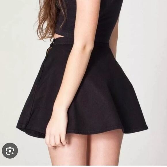 American Apparel Denim Skater Mini Skirt Small USA Fit Flare Short Tumblr Goth - Picture 2 of 13